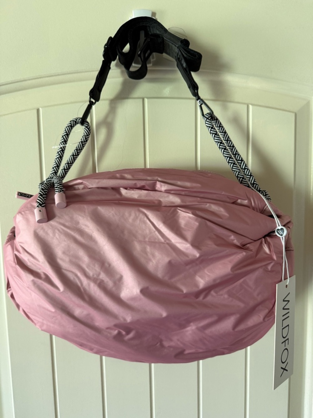 NWT Wildfox Dusty Pink Shoulder Bag with Patterned Rope Straps